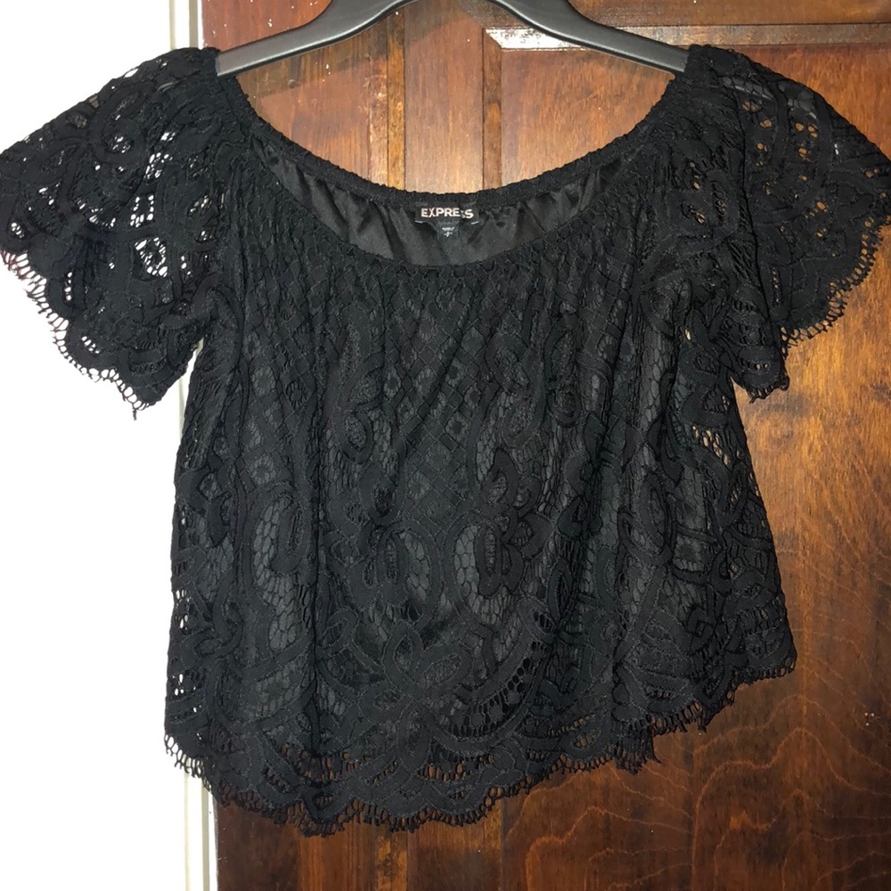 Express off the shoulder lace top